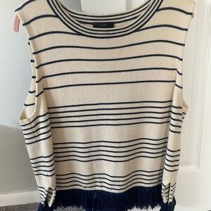 J. Crew Navy and Cream Striped Knit Top